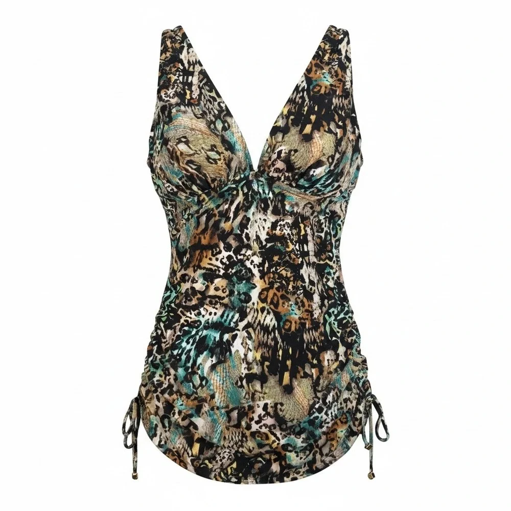 MagicSuit Dani Tankini Swimsuit Size‎ 8 Posh Mosh Ruched Slimming NWT Control